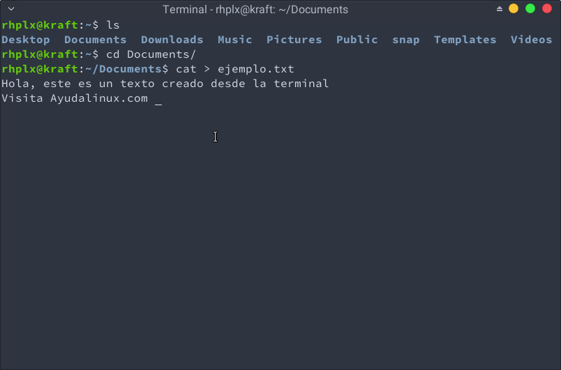 Dos formas de crear un archivo de texto desde la terminal